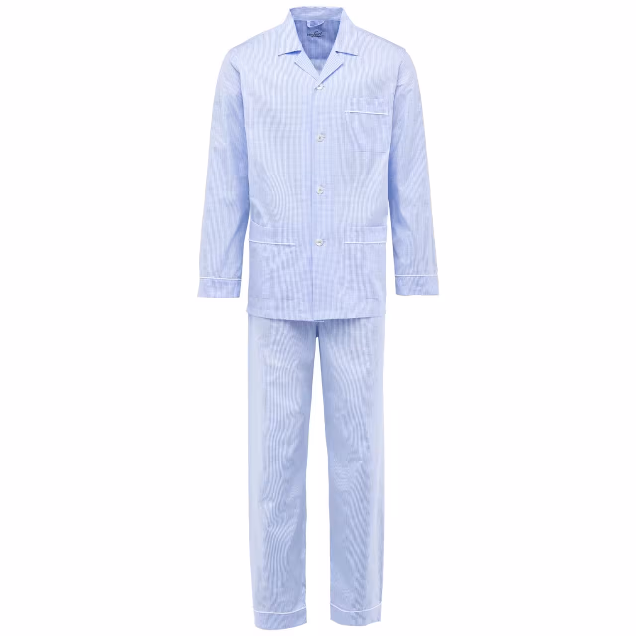 Pyjama Carlo P hellblau weiß gestreift auf weiß