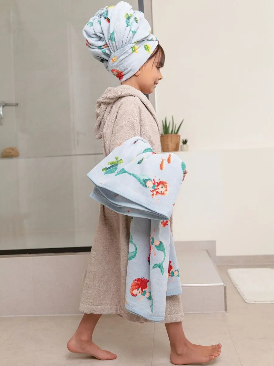 Handtuch, Bademantel, Kinder, Turban, Badetuch, 