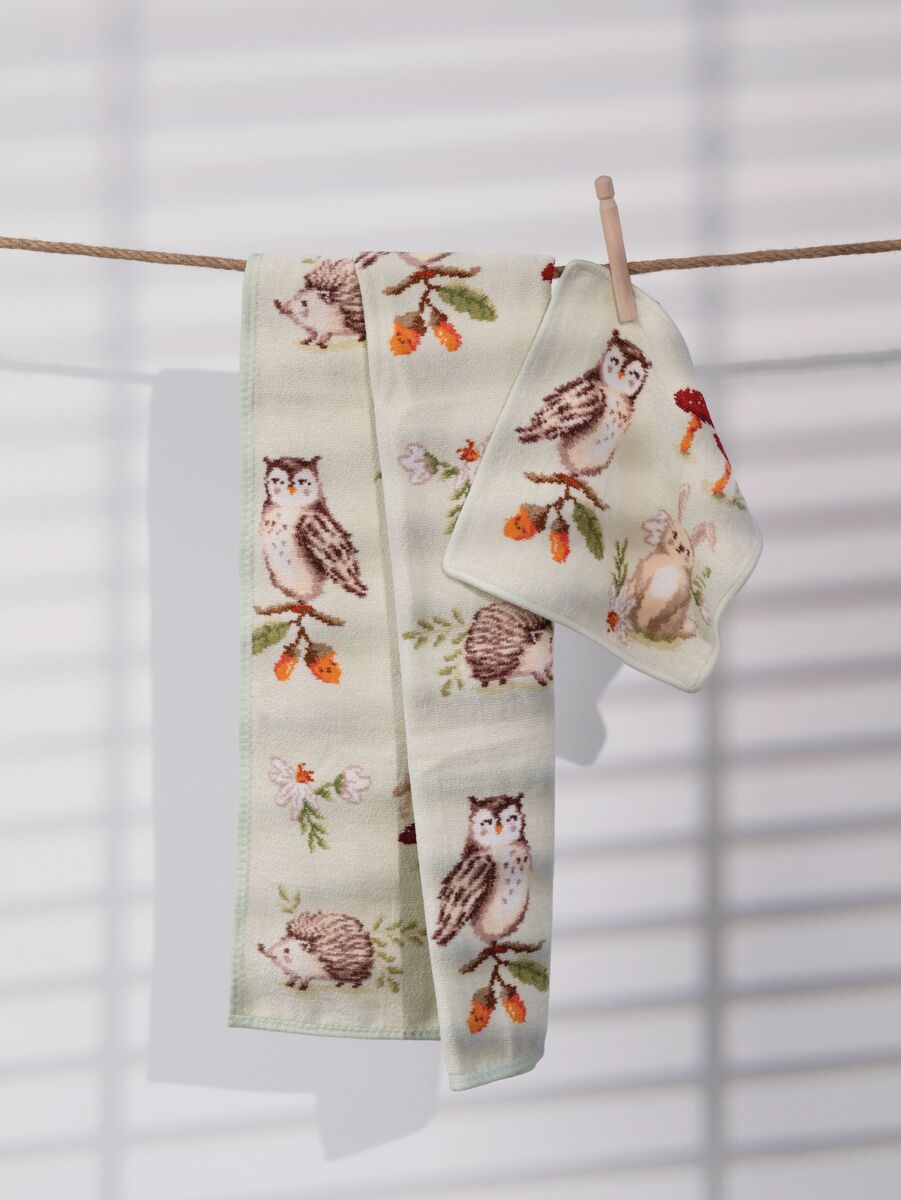 Eulen Muster, Handtuch-Set, Tuch, Wandlaken, Baumwolltuch, 