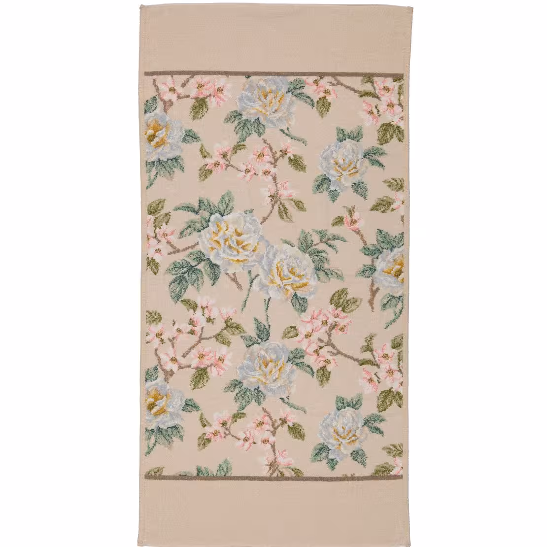 Handtuch Vanilla Rose beige mit rosa Blumenmuster 