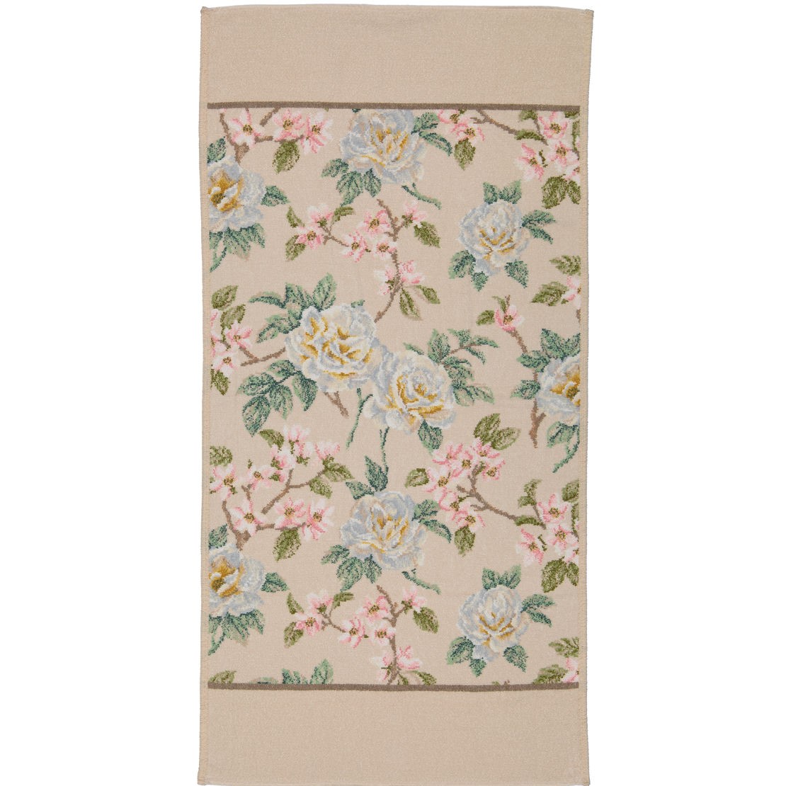 Handtuch Vanilla Rose beige mit rosa Blumenmuster 