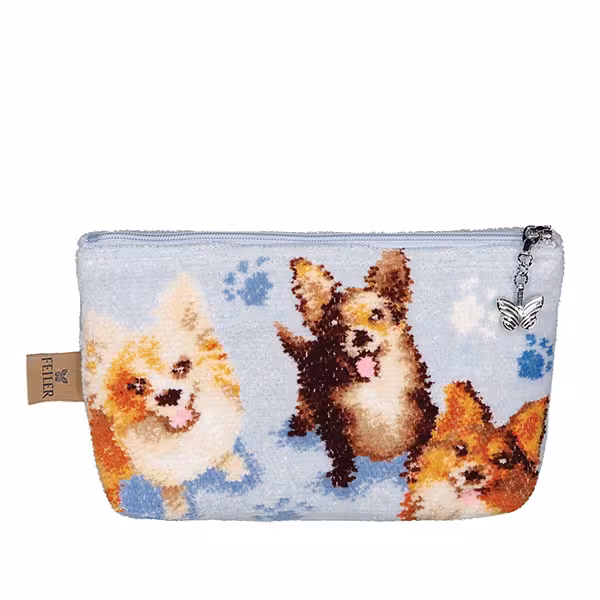 Tasche, Pouch, Tiermotiv, Pfotenmuster, Kunterbunt, 