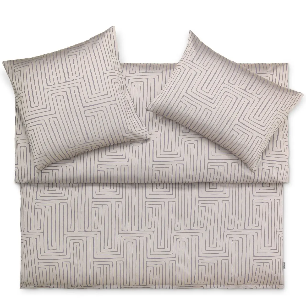 Bettwäsche Silas beige grafisches Muster Draufsicht