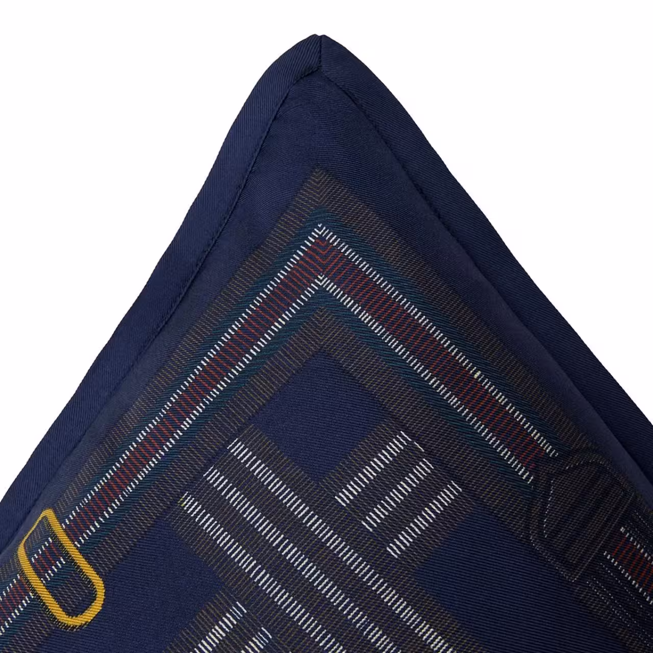 Dekokissen Ledbury blau grün rot mit Gurtmuster Detail