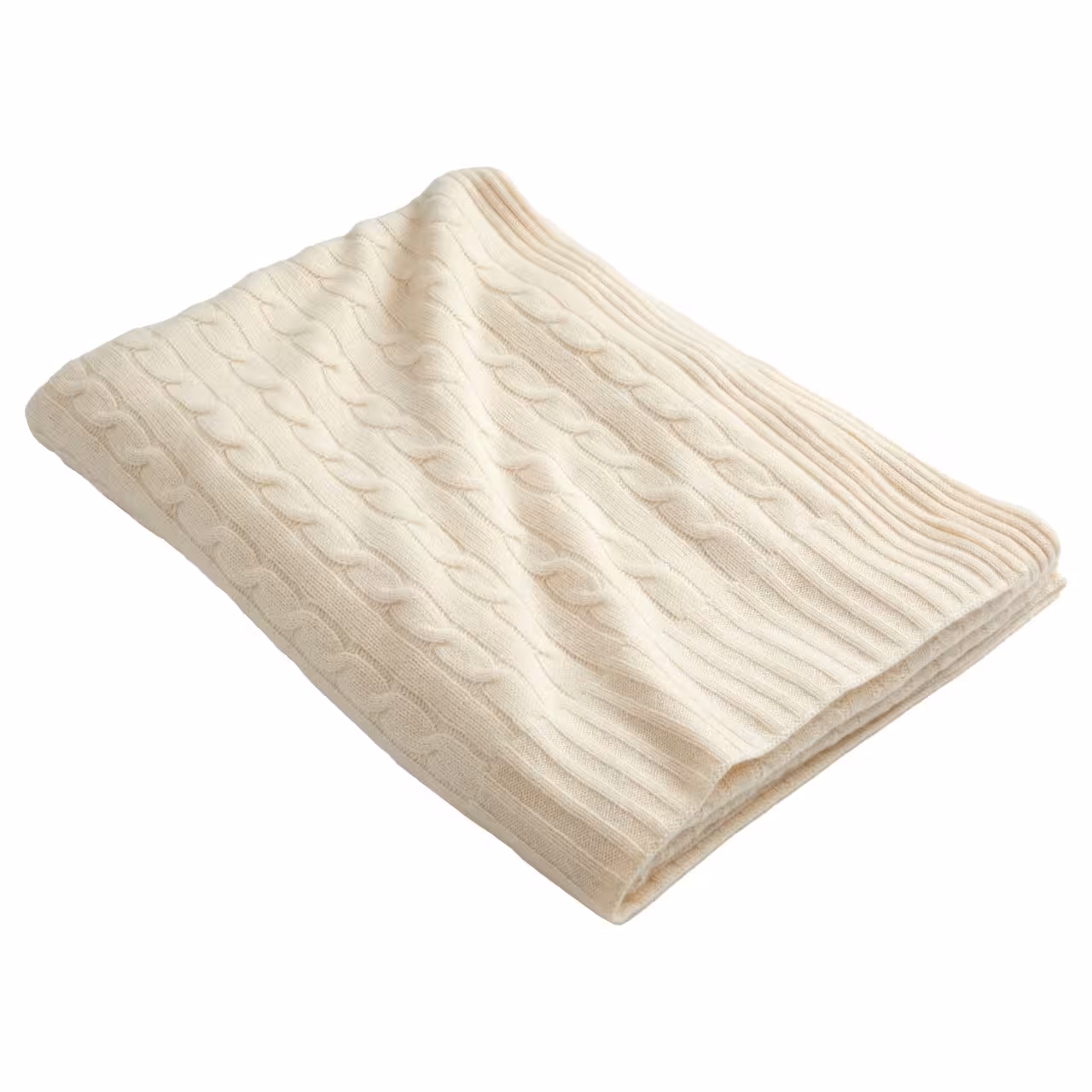 Kabelstrick, Kuscheldecke, Wolle, Beige, Kabelmuster, 