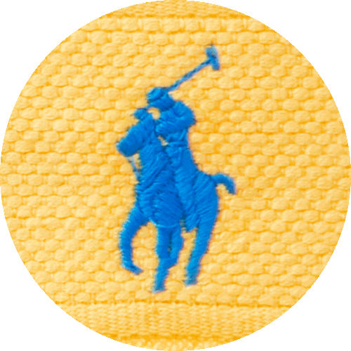Farbmuster Frottier Stickerei Polo Player sonnengelb