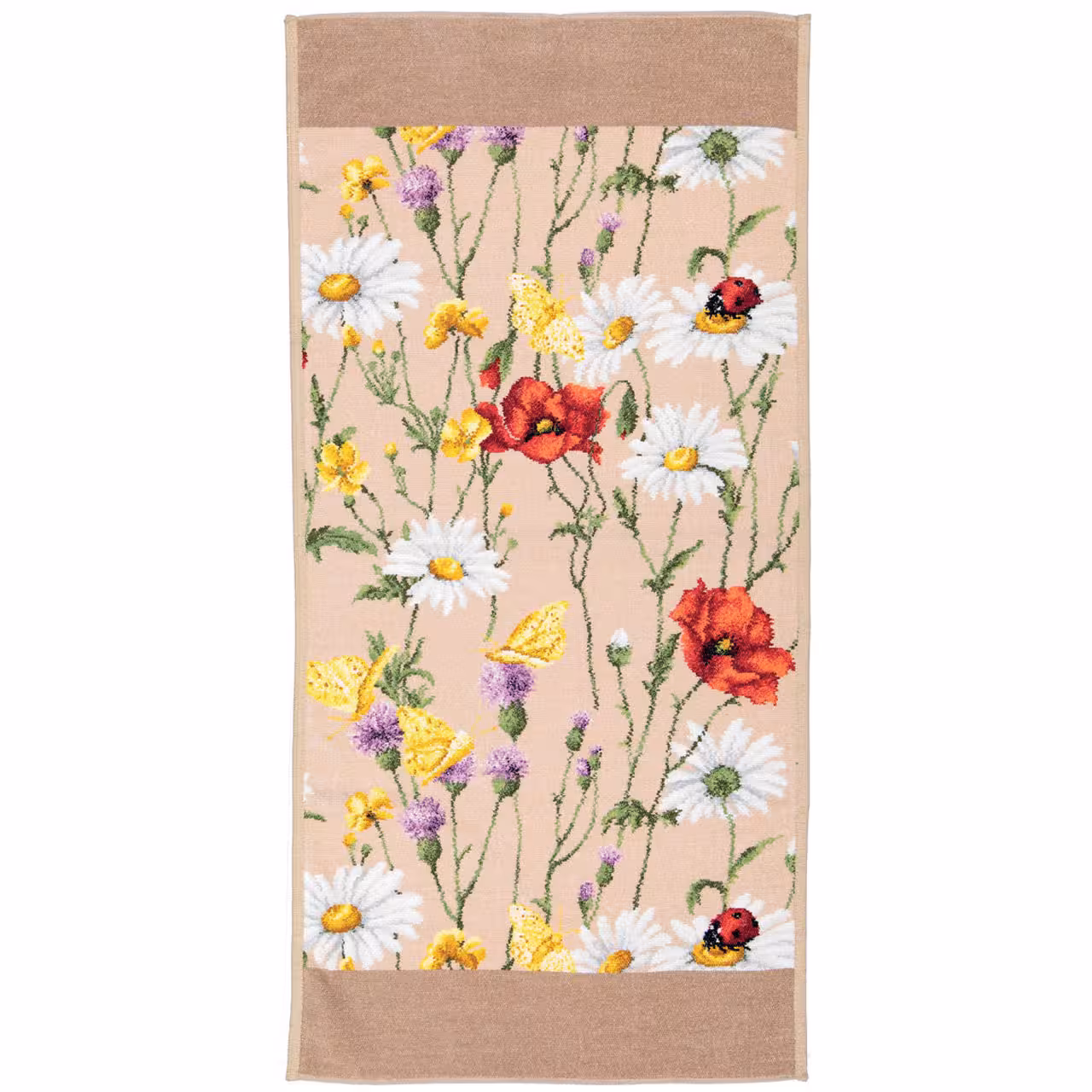 Chenilletuch Daisy Field beige mit Blumen