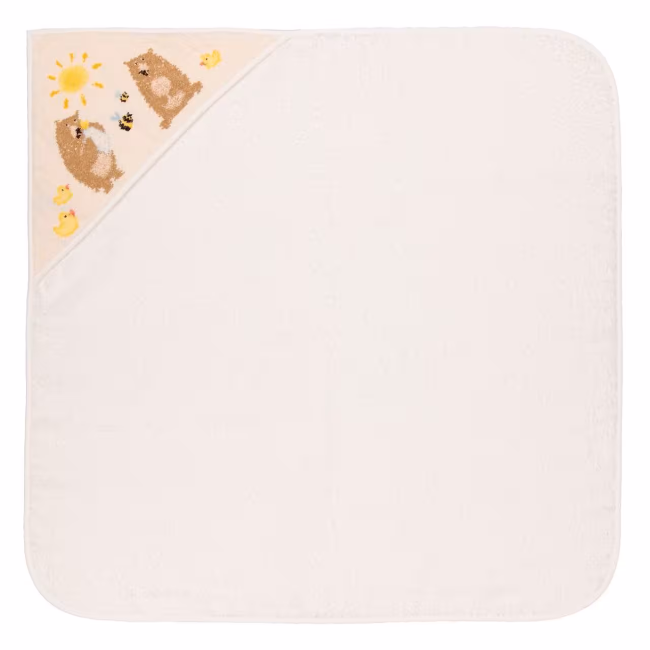 Kapuzentuch Ben Baer beige mit Bärenmotiv an der Ecke