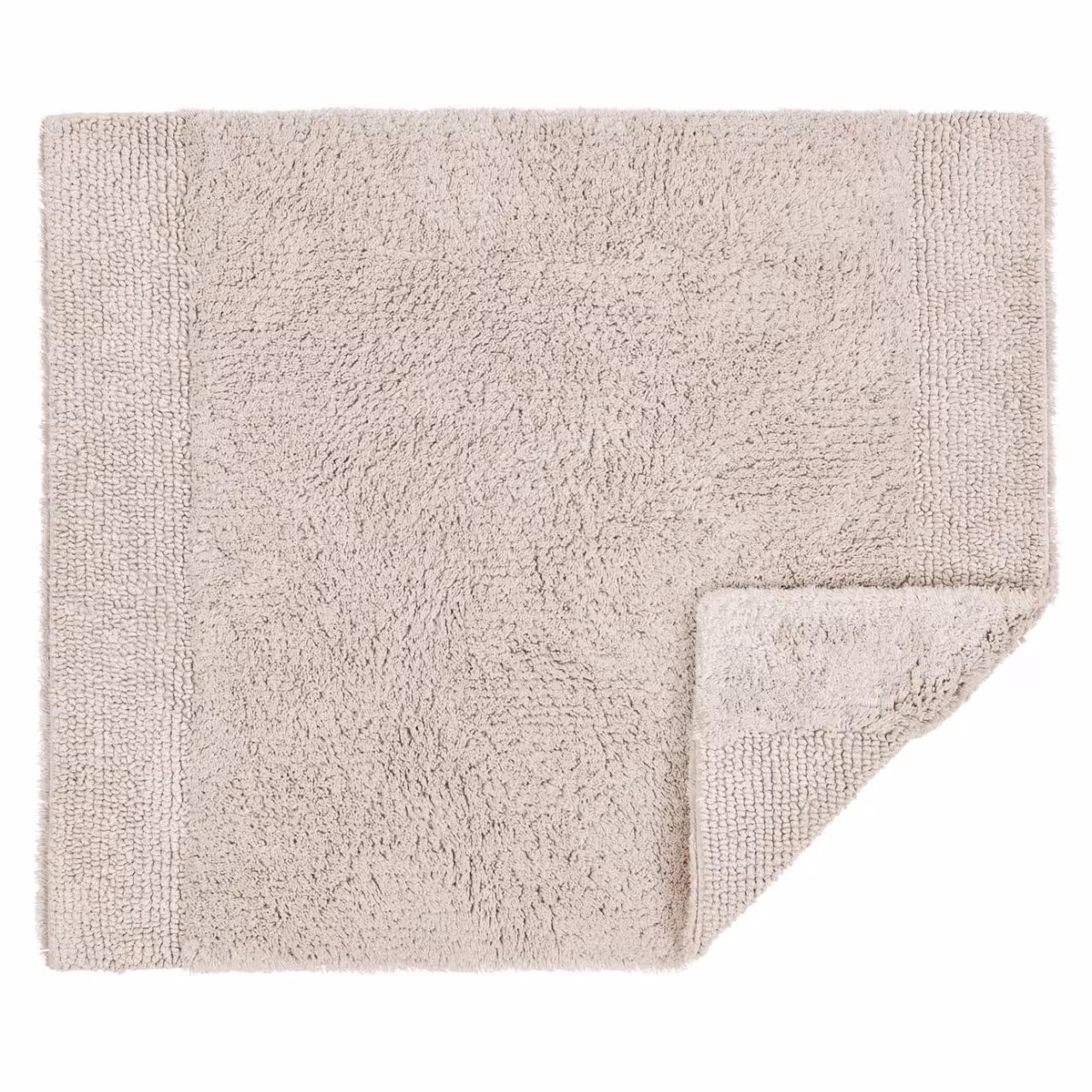 Badteppich, Baumwolle, Beige, Flor, Strukturierte Bordüre, 