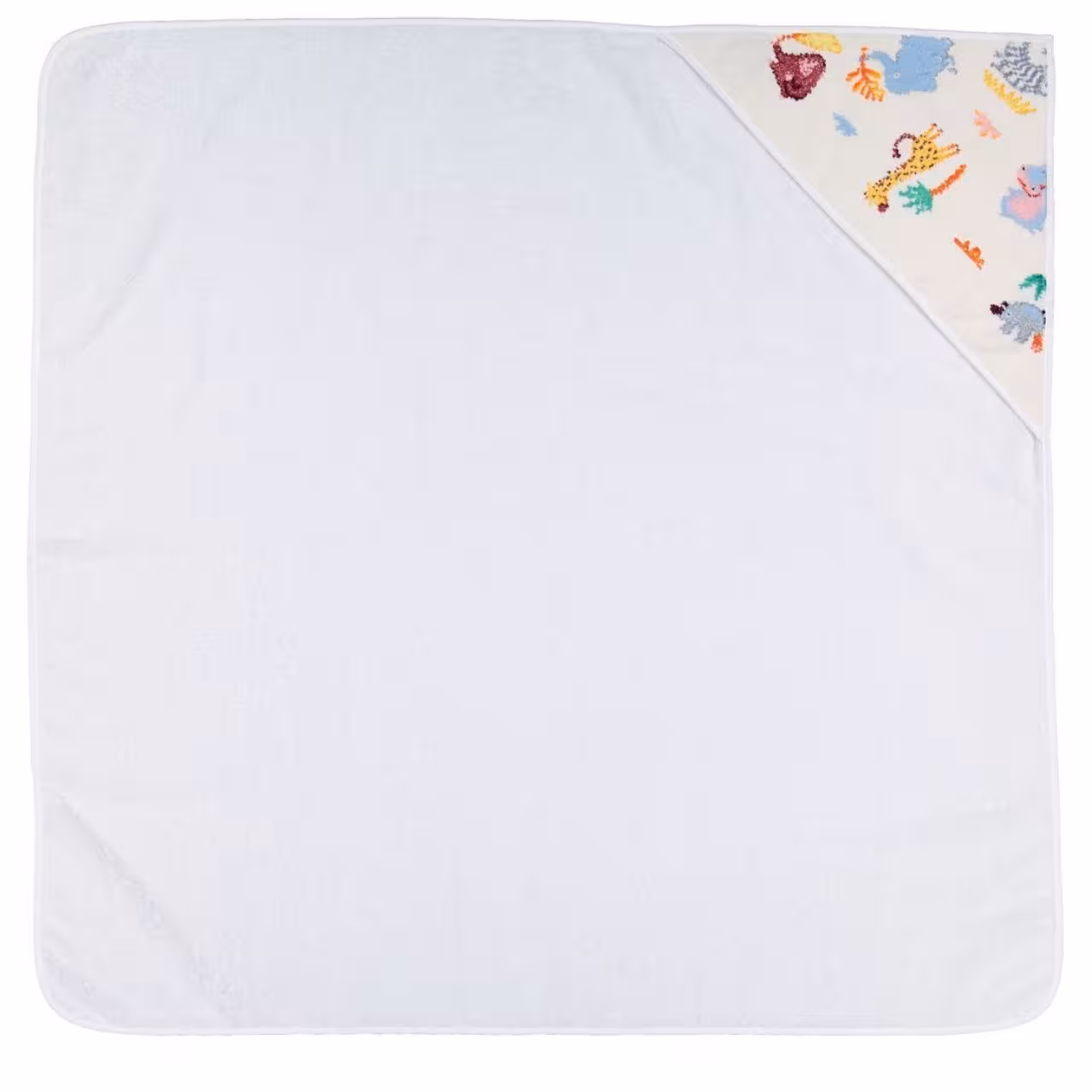 Chenilleserie Wild Safari creme mit bunten Tiermotiven Kapuzentuch