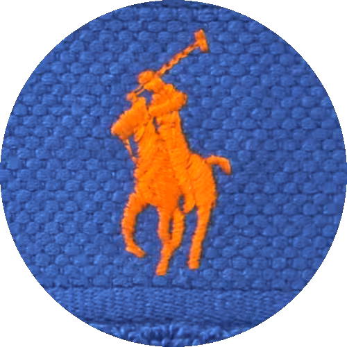 Farbmuster Frottier Stickerei Polo Player königsblau