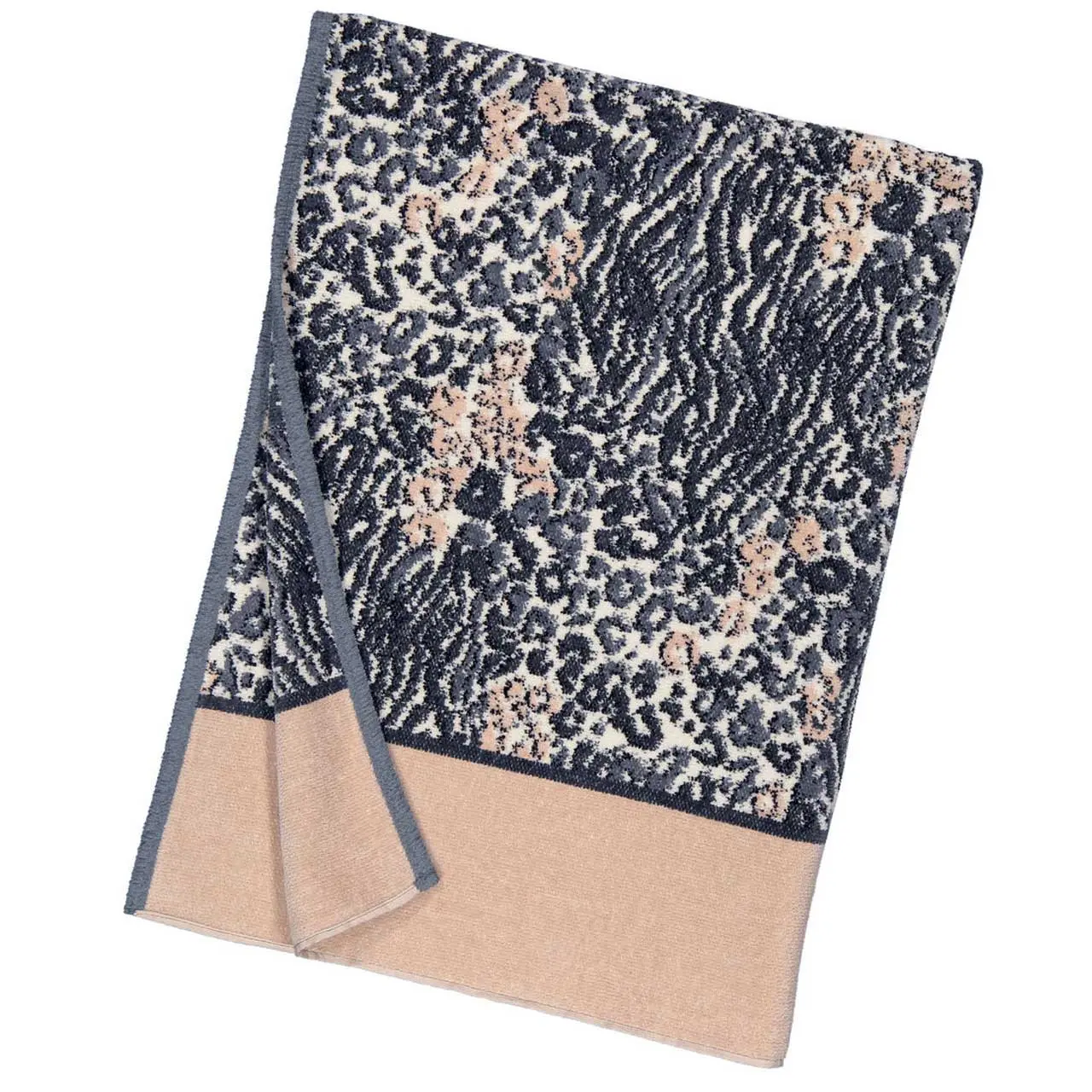 Chenilletuch Animal Blend beige mit Leomuster
