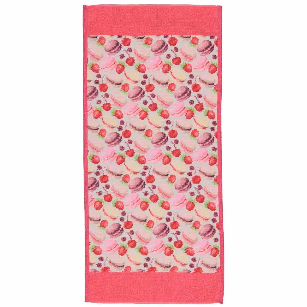 Handtuch mit Muster Macarons und Kirschen beige pink