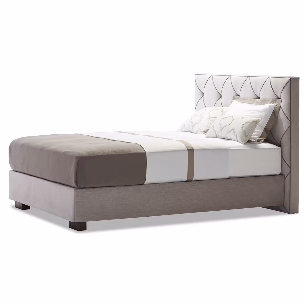 Polsterbett Origins Opal grau und beige auf weiß