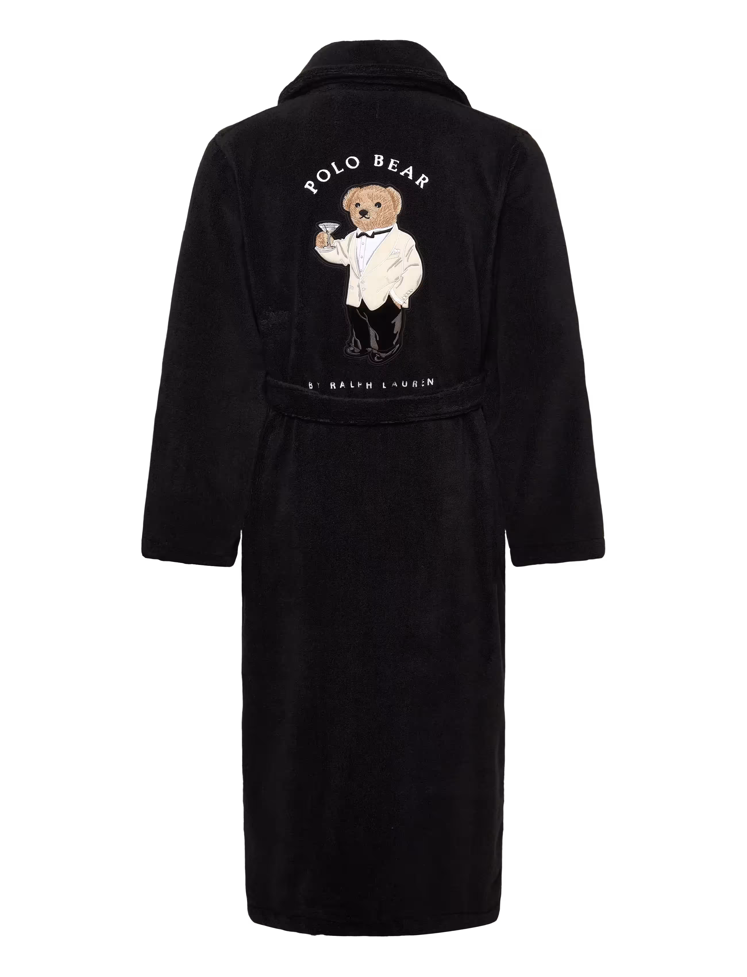 Bademantel Polo Bear schwarz mit Stickerei Rückseite