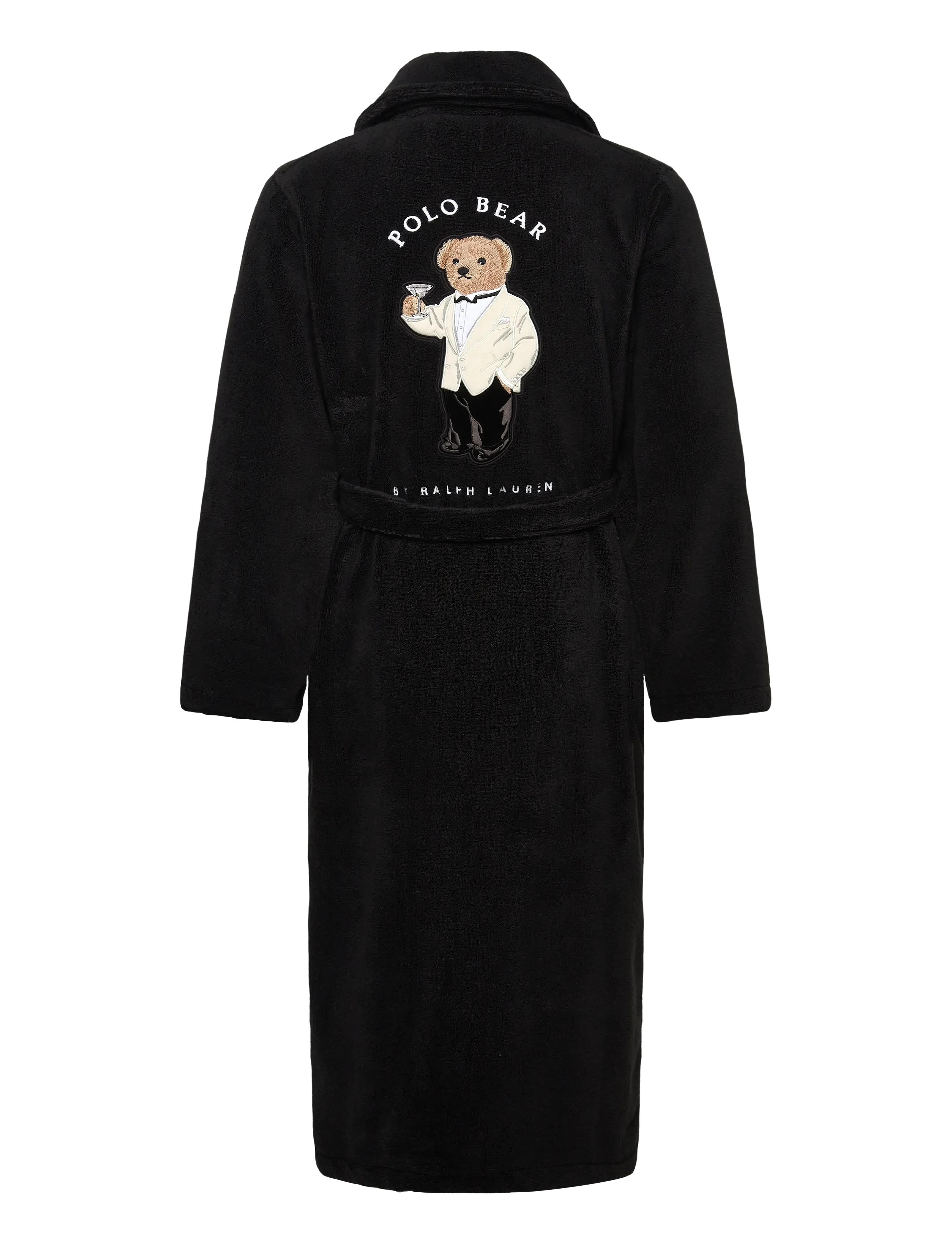 Bademantel Polo Bear schwarz mit Stickerei Rückseite