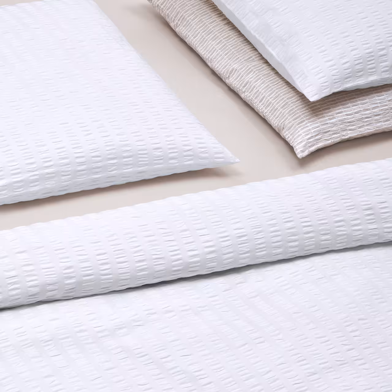 Bettwäsche Garnitur Twist weiß und beige 