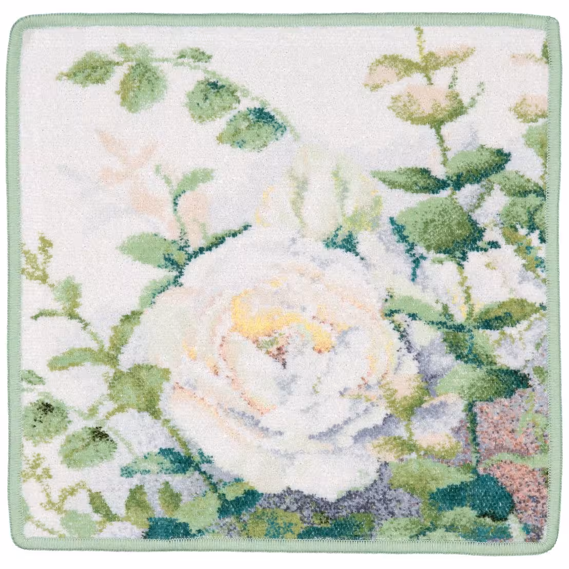 Chenilletuch Juliette in beige und grün quadratisch