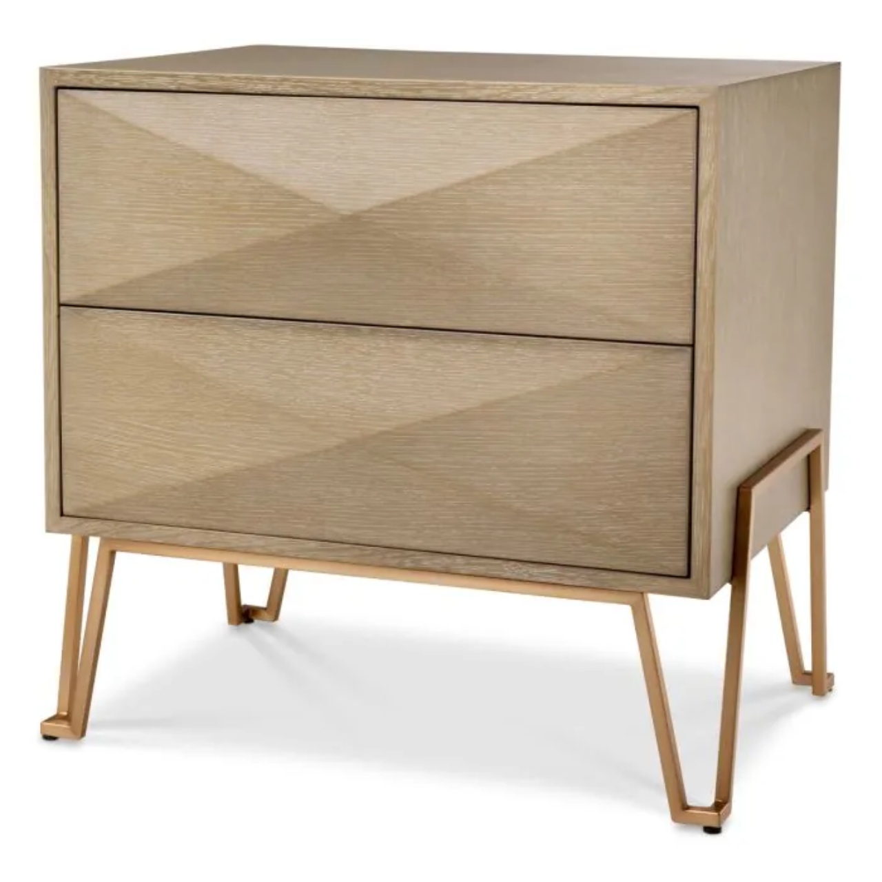 Nachttisch, Kommode, Holz, Dreischublade, Metallbeine, 