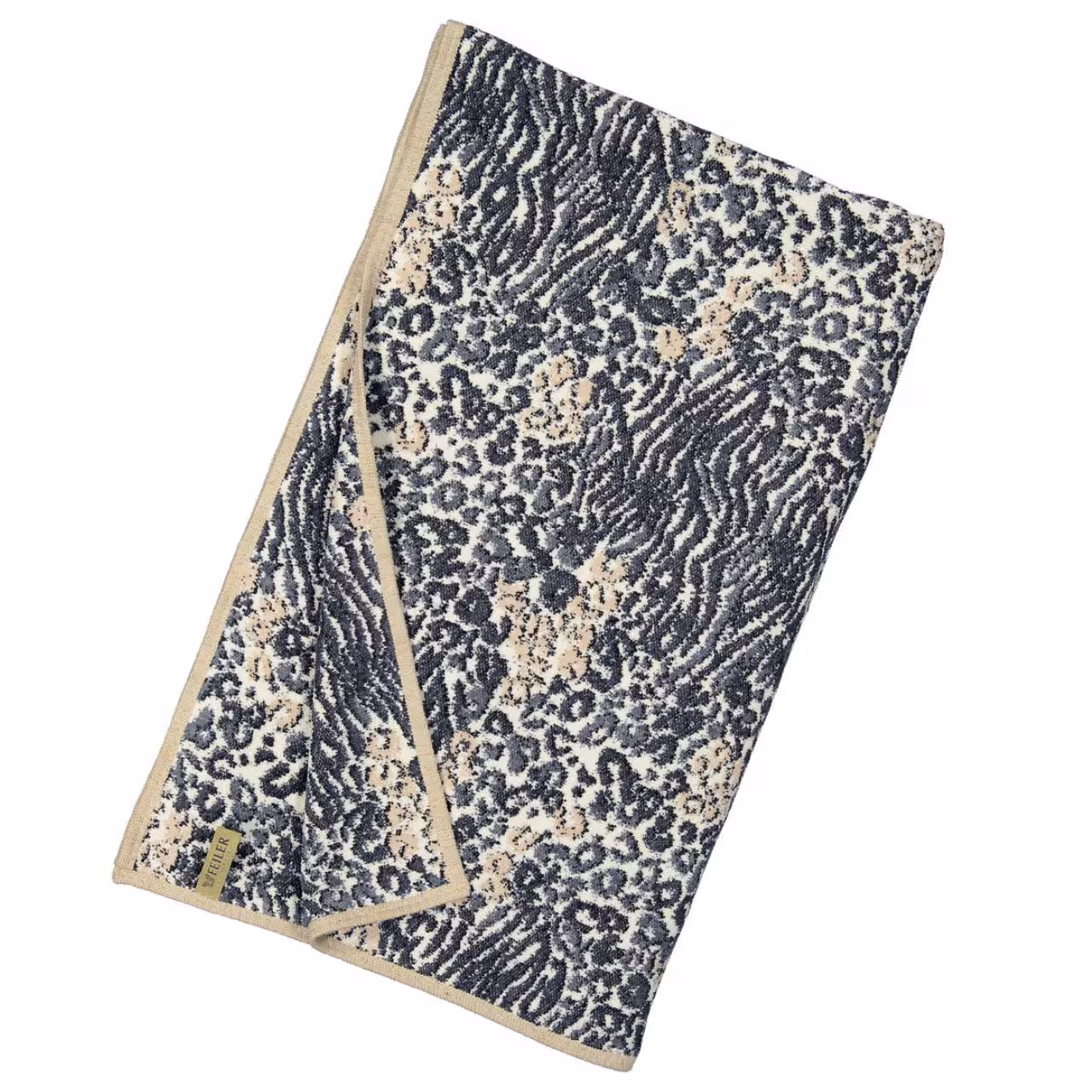Chenilleserie Animal Blend grau rosa Leopardenmuster Duschtuch gefaltet