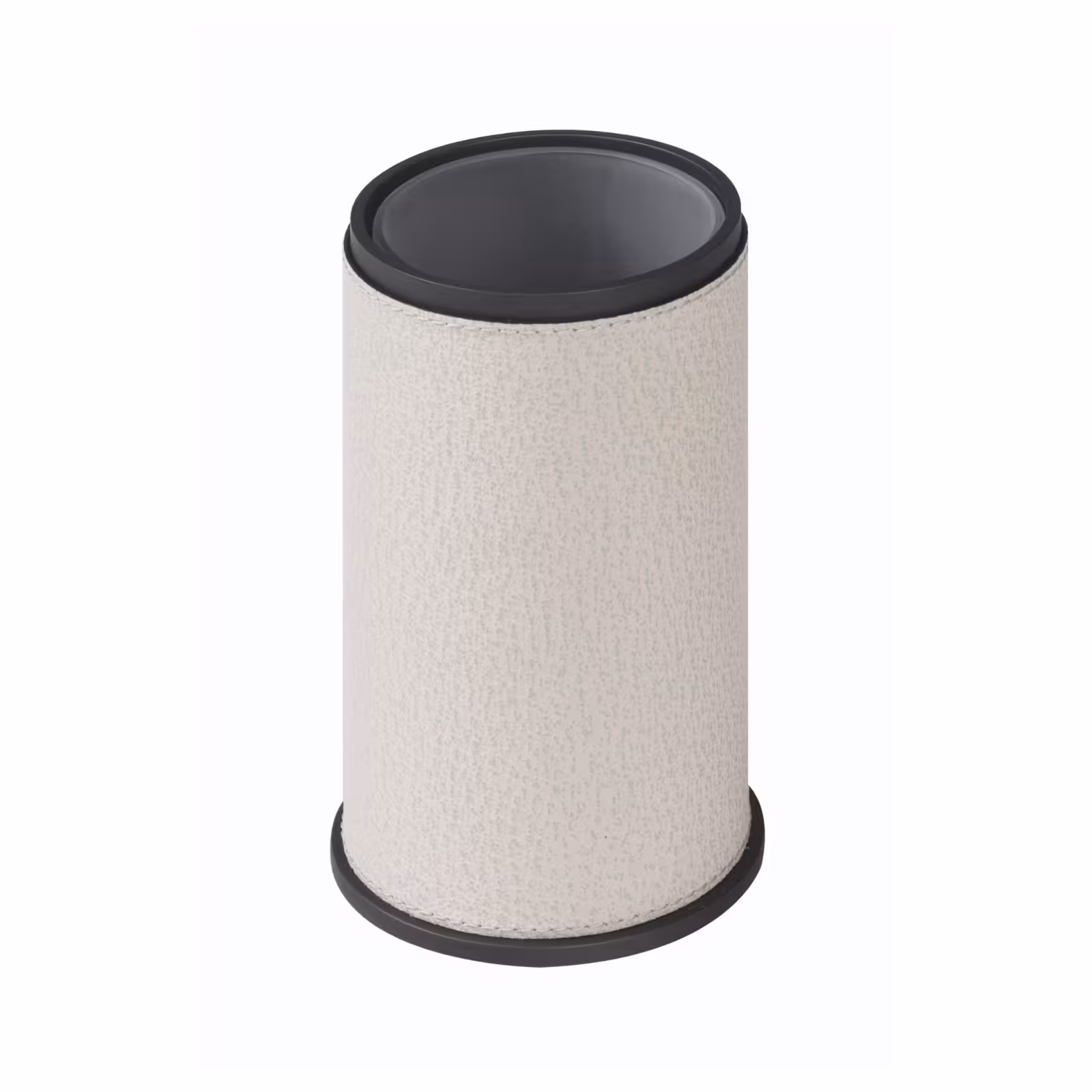 Zahnbürstenhalter mit Leder bezogen beige und schwarz