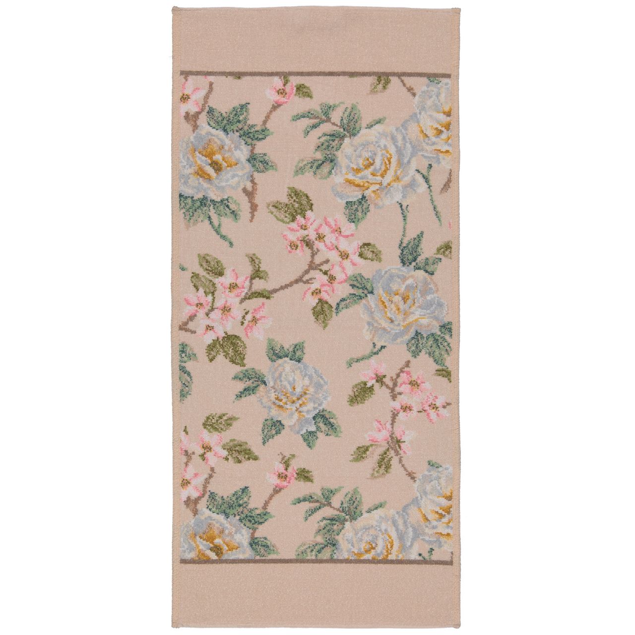 Gästetuch Vanilla Rose beige mit rosa Blumenmuster 