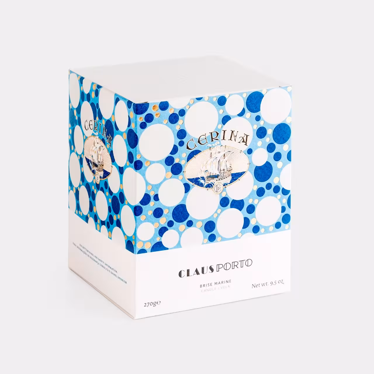 Duftkerze Cerina Verpackung blau weiß türkis 