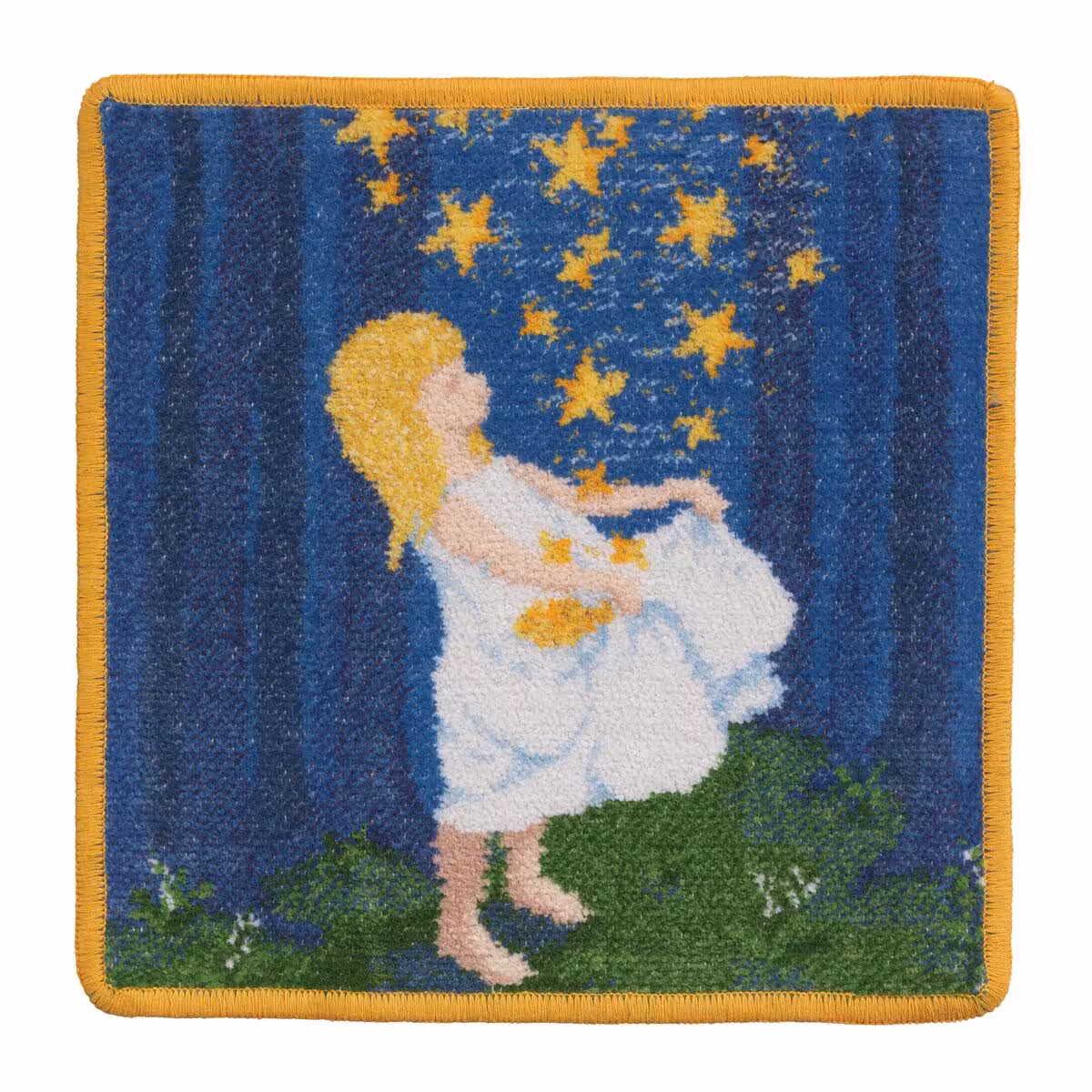 Teppich, Wandteppich, Mädchen, Nacht-Sterne, Ornament, tapestry, rug, engel, sterne, blauer hintergrund, tapisserie, tug, stelle, me4dchen, weißes kleid, 