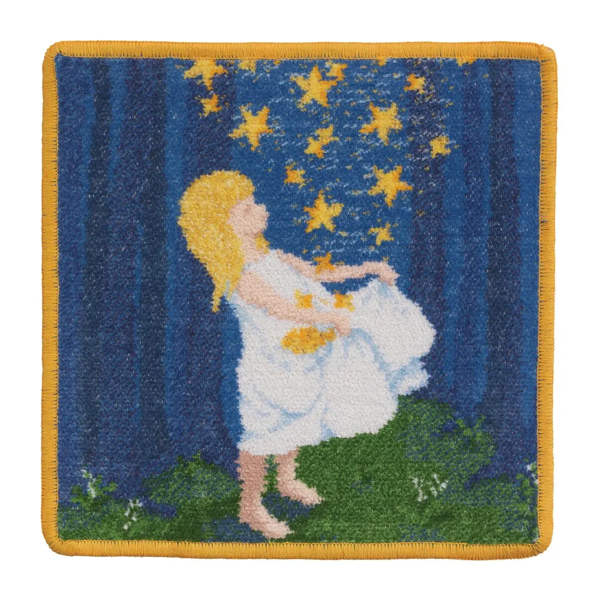 Teppich, Wandteppich, Mädchen, Nacht-Sterne, Ornament, tapestry, rug, engel, sterne, blauer hintergrund, tapisserie, tug, stelle, me4dchen, weißes kleid, 