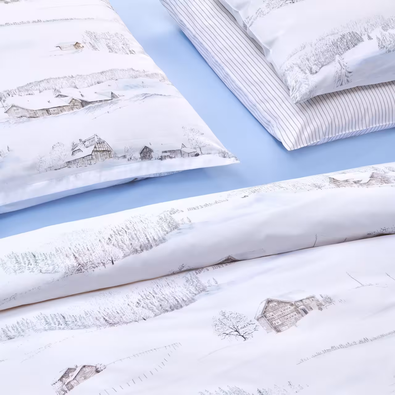 Bettwäschegarnitur White Season Winterlandschaft auf weiß