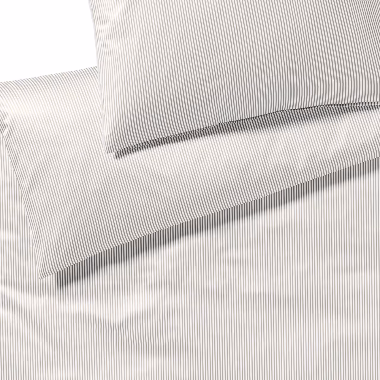 Bettwäschegarnitur beige weiß gestreift Detail