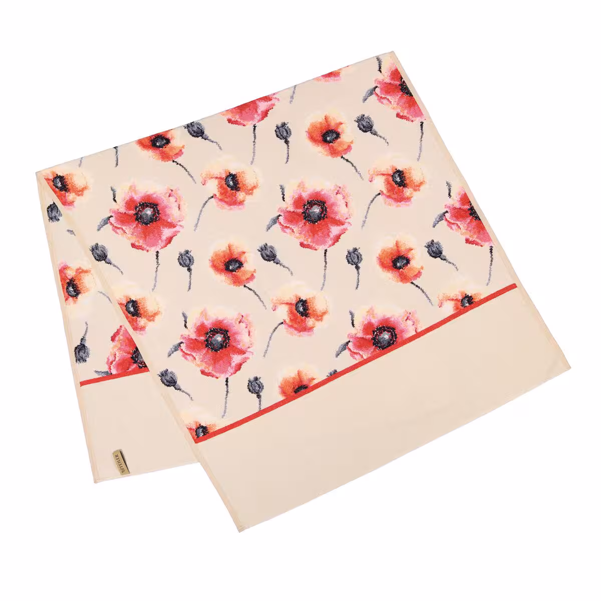 Schal, Schal Muster, Blumenmuster, Beige Schal, Mohnblumen Muster, 