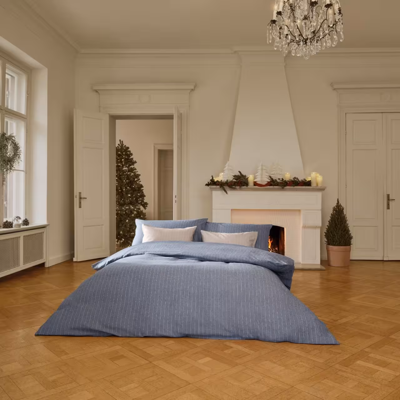 Bett, Bettdecke, Bettwäsche, Blau, WohnzimmerDekor, 