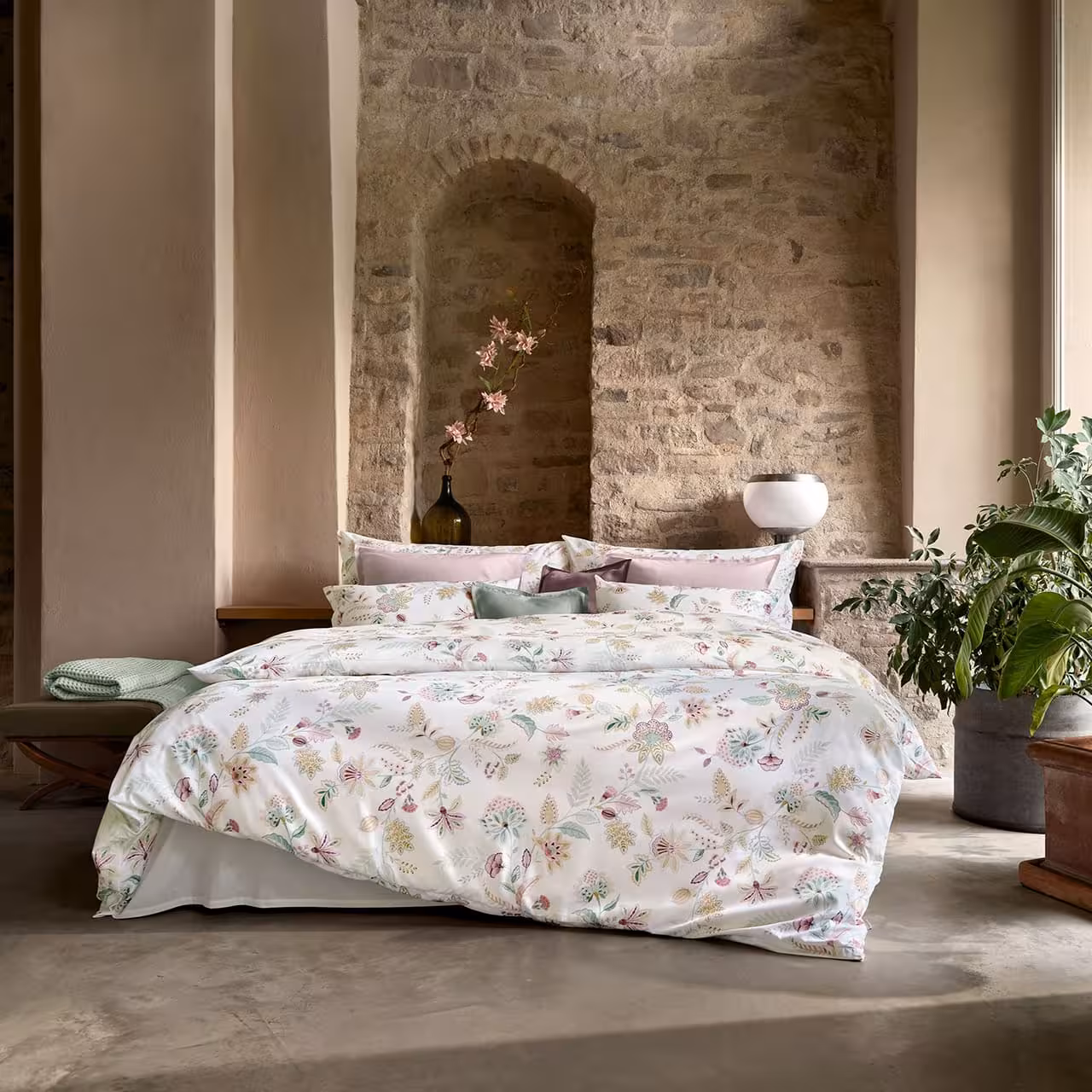 bettwäsche, duvet, floral, blumenmuster, moregewebe, 
