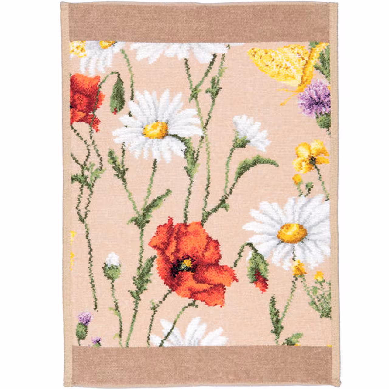 Chenilletuch Daisy Field beige mit Blumen