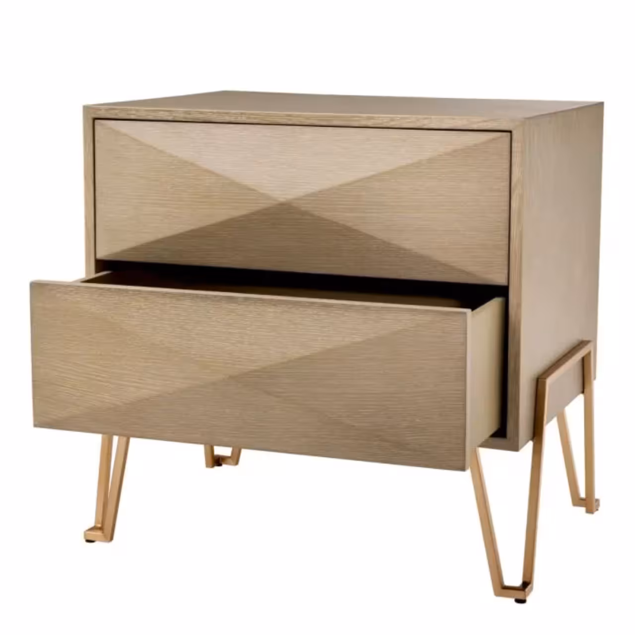 Nachtisch, Nachttisch, Schublade, Holzoptik, Beine Metall, 