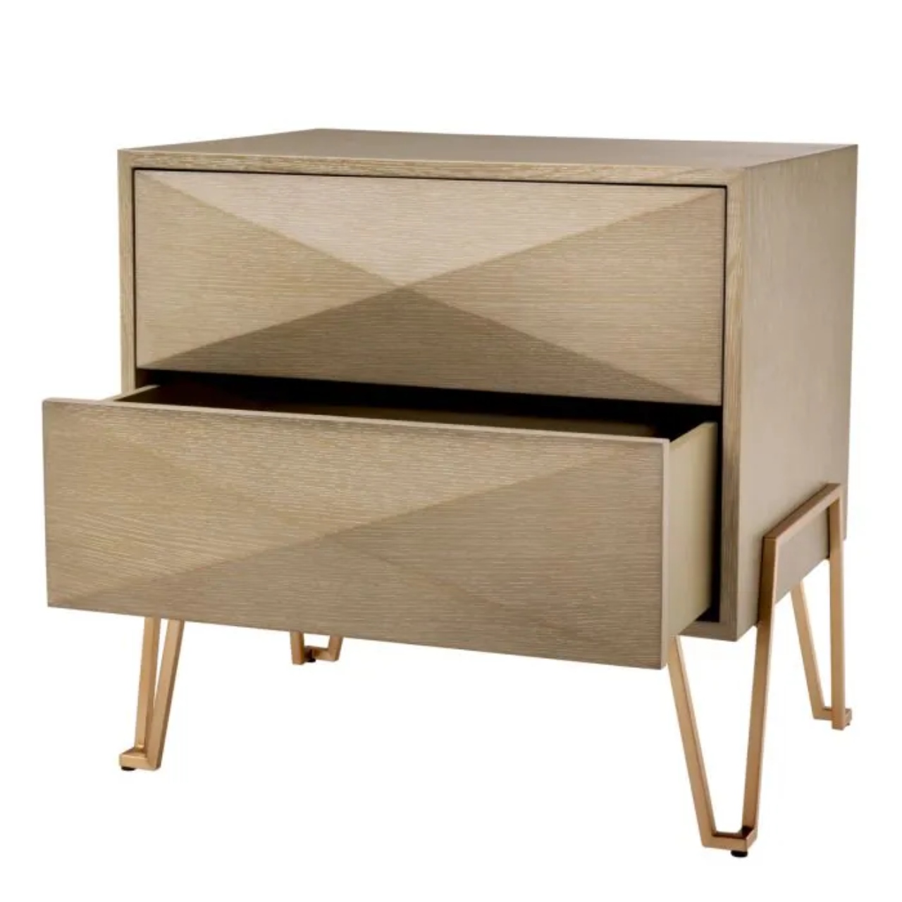 Nachtisch, Nachttisch, Schublade, Holzoptik, Beine Metall, 