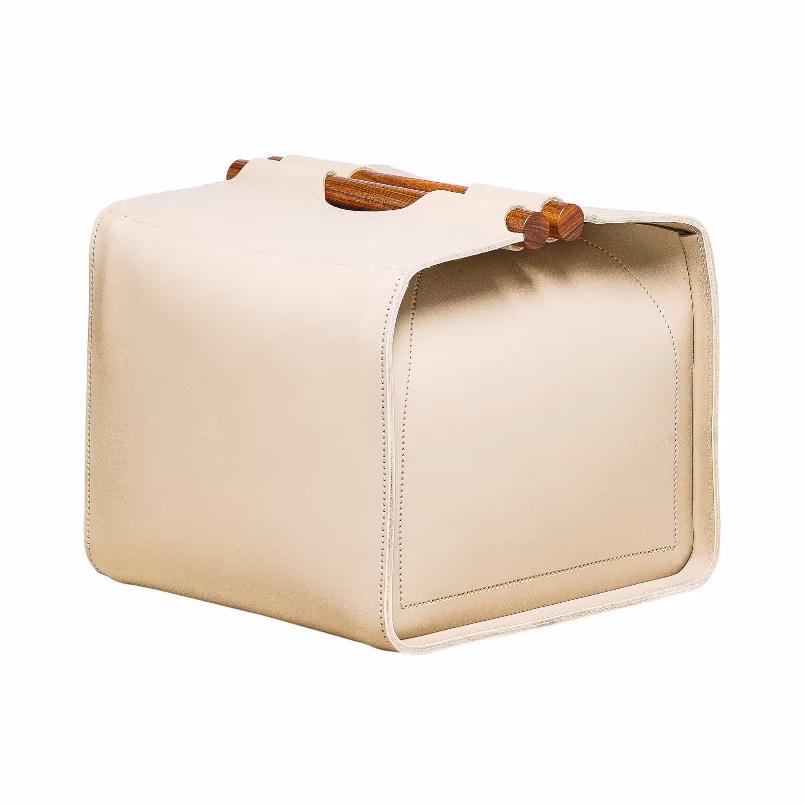 Aufbewahrung Jota Leder und Holz beige
