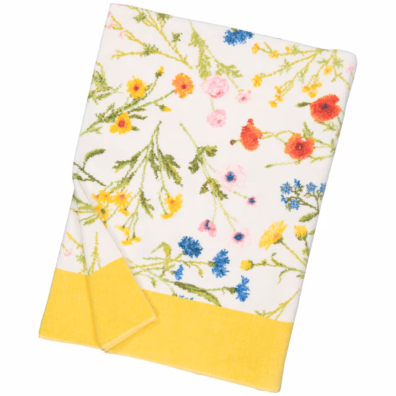 Chenilletuch Flower Meadow gelb gefaltet auf weiß