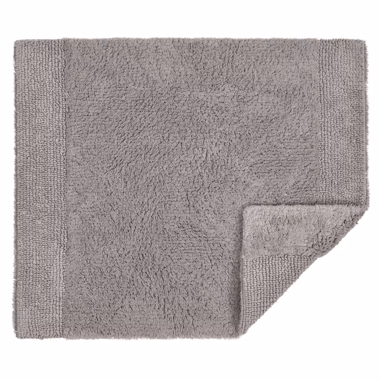 Badezimmerteppich, Baumwoll-Frottee, Grau, Uni, Saugfähig, 
