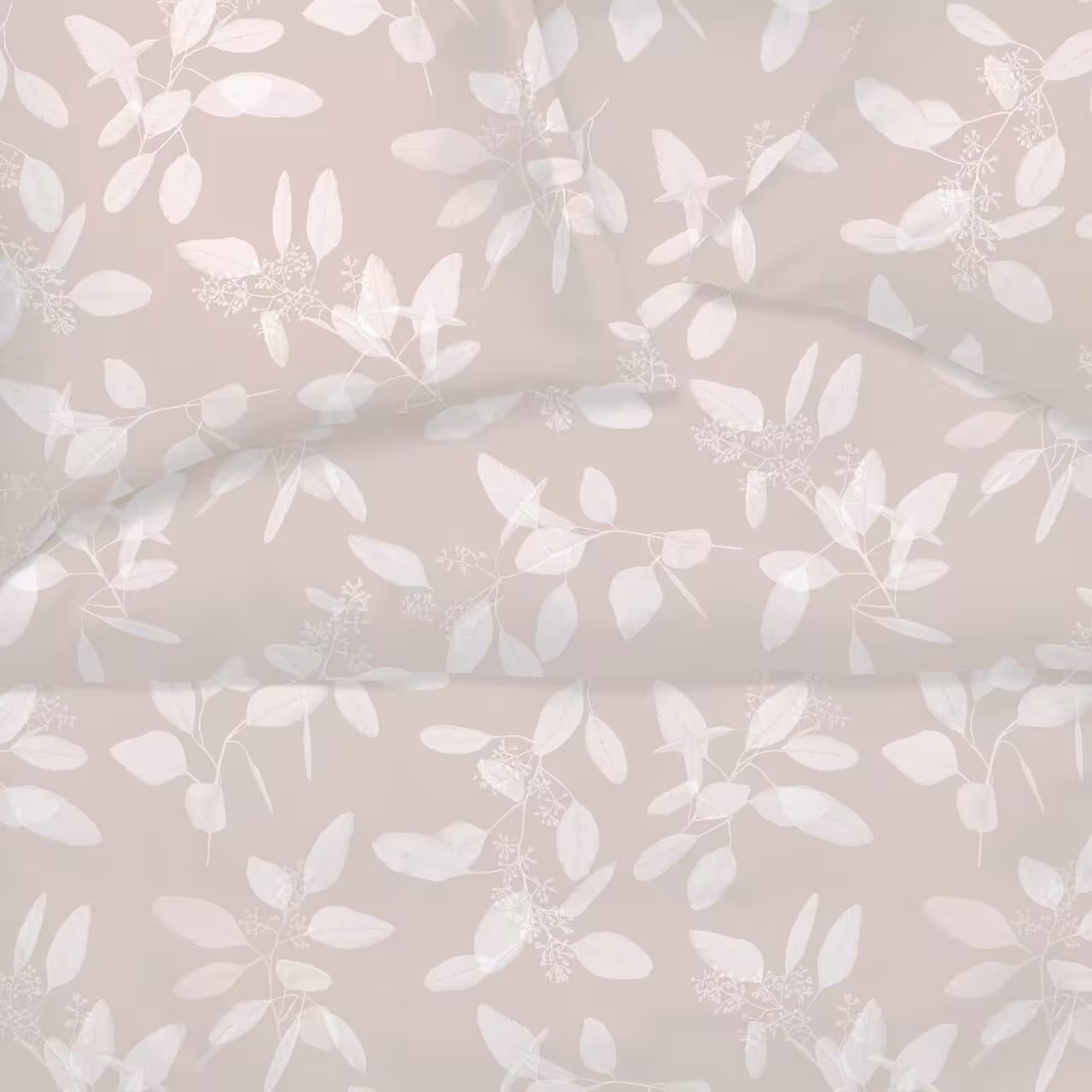 Stoffmuster Omeo beige mit Blattmuster 