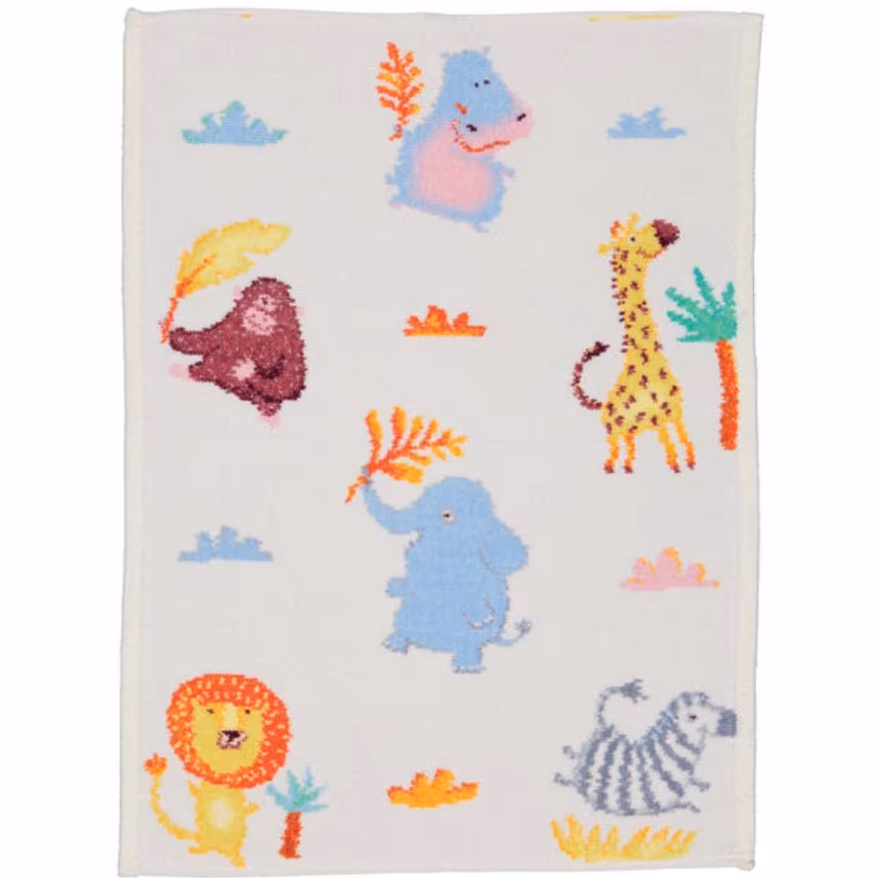 Chenilleserie Wild Safari creme mit bunten Tiermotiven  Handtuch