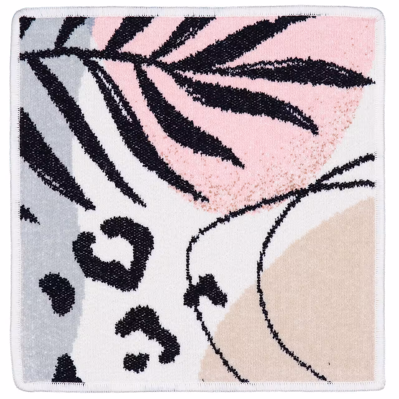 Chenilletuch Stay Wild rosa und beige quadratisch mit abstraktem Muster
