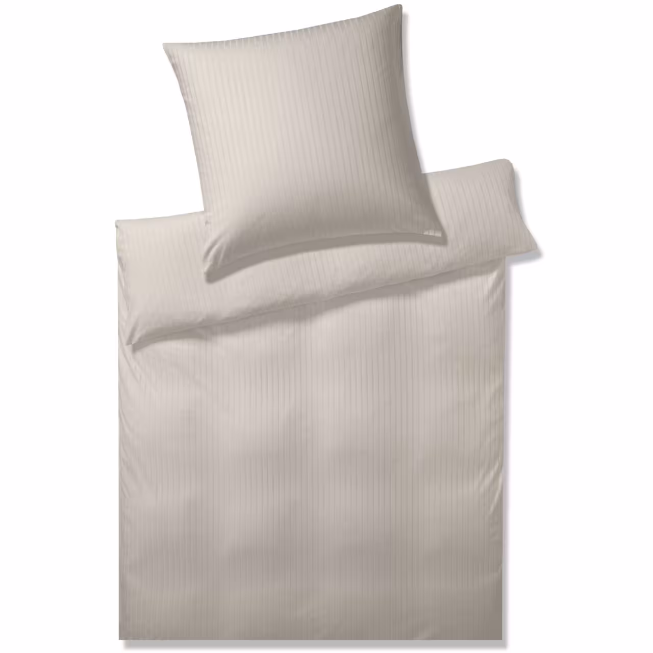 Bettwäsche Garnitur Solid Jersey sand mit Streifen Draufsicht