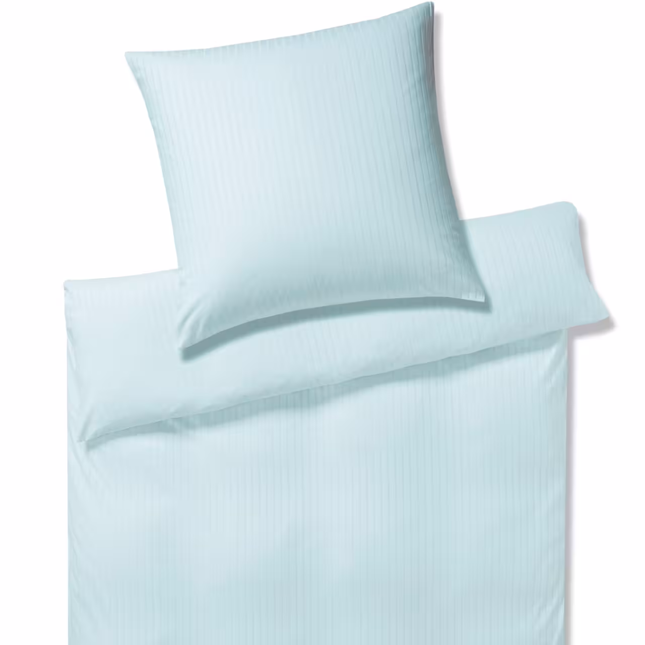 Bettwäsche Garnitur Solid Jersey mint mit Streifen Draufsicht