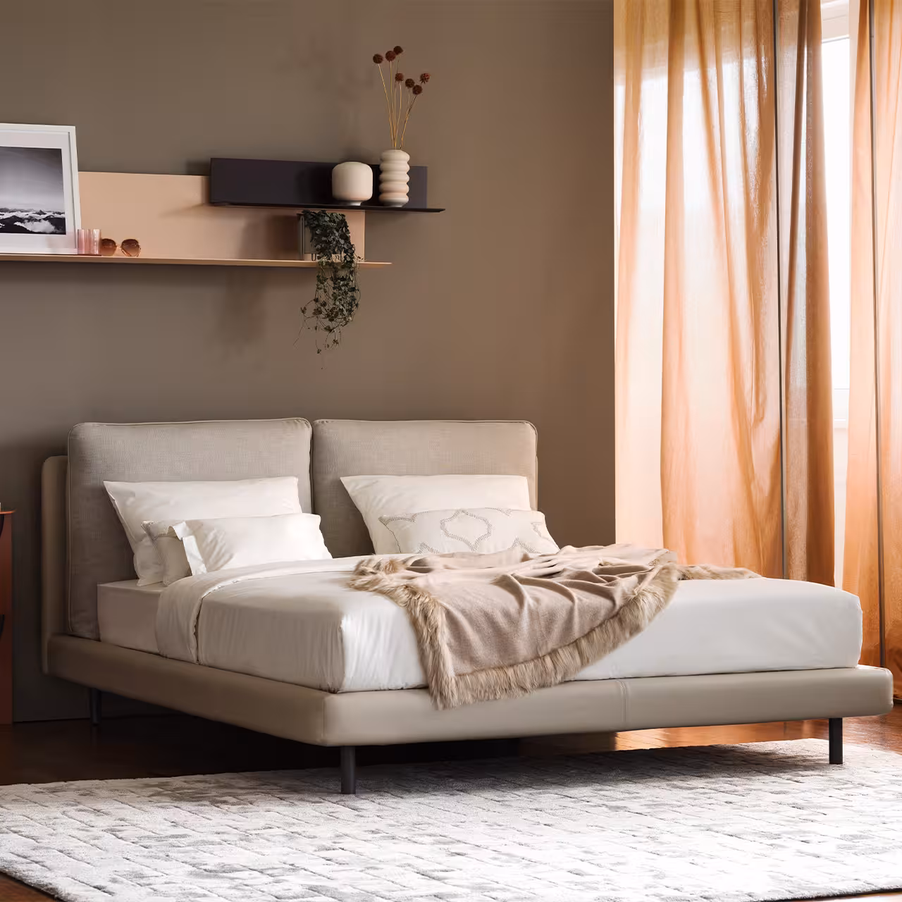 Bett Complete Ono beige in Schlafzimmer