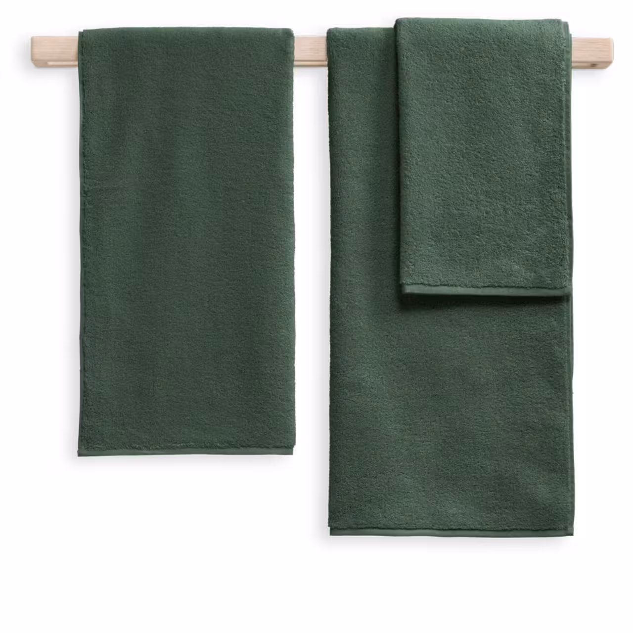 Handtuchset, Frottee, Dunkelgrün, Unifarben, 