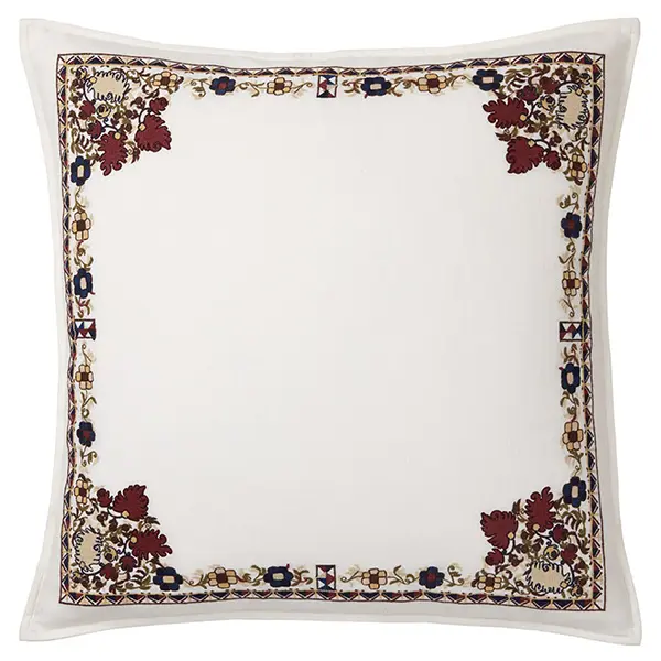kissen, kissenbezug, weißer kissen, randmuster, textil muster, Dekokissen Roman Vorderseite