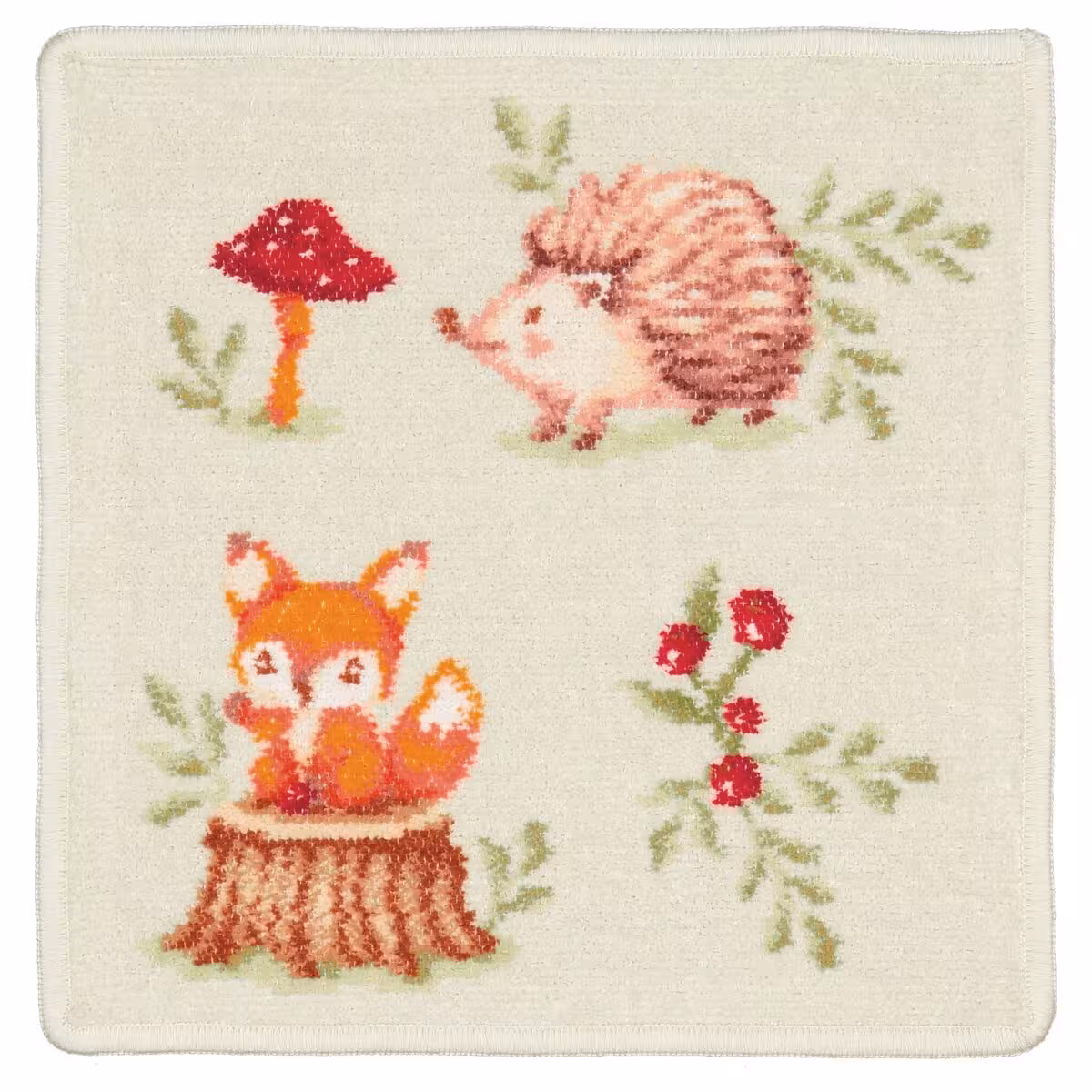 Kinderteppich, Tiermotiv, Häuschen, Waldtiere, Muster, 