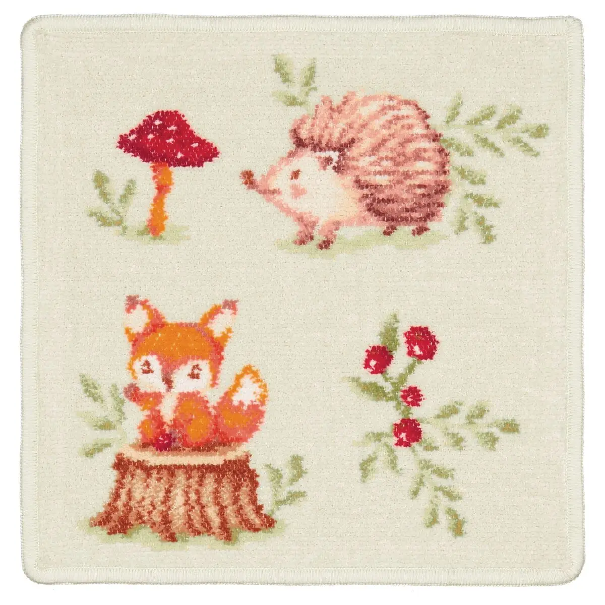 Kinderteppich, Tiermotiv, Häuschen, Waldtiere, Muster, 